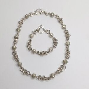 Silver-tone Fashion Necklace and Bracelet Set